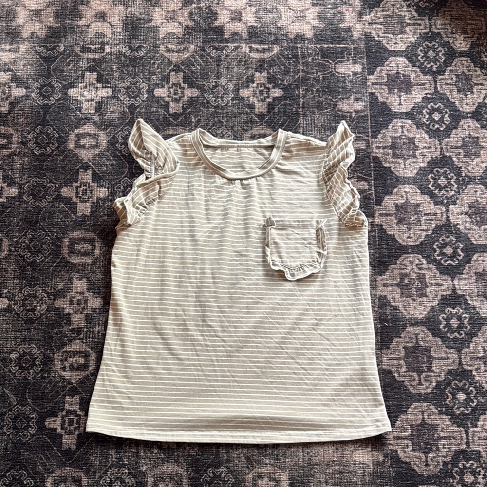 Striped Ruffle Sleeve Top